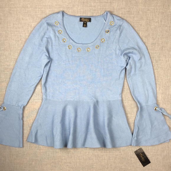 Thalia Sodi Blue Grommet Bell Sleeve Sweater Small - Picture 2 of 6